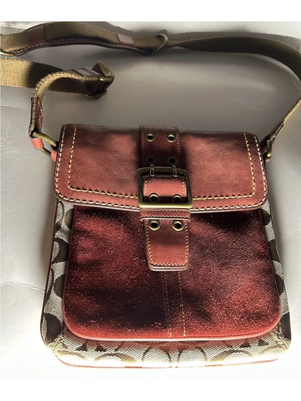 Coach Crossbody Bag 2004 Special Edition, Oxblood Leather and Suede Rare/Vintage